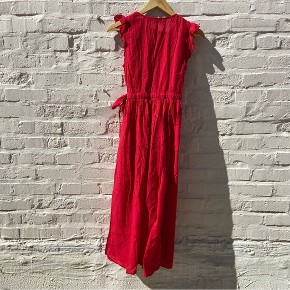 & Other Stories | Red Swiss Dot Crepe Wrap Dress | Size 2 - Picture 3 of 11
